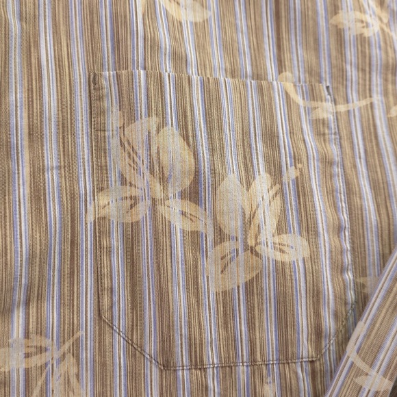 Tommy Bahama Shirt Large Brown Floral Long Sleeve Button Up Silk Blend - Picture 2 of 7